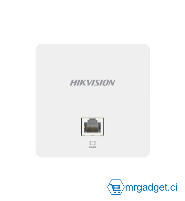 Hikvision DS-3WAP521-SI - Point d'Accès Wi-Fi AC1200 Smart Managed Mural (Wall Plate) - Double Bande 2.4/5GHz - Port LAN Frontal - Alimentation PoE - Intégration Hik-Partner Pro - Idéal Chambre d'Hôtel, Bureau et Logement