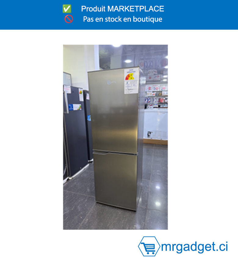 Réfrigérateur Combiné ATL ATL-2C230 - 185 Litres, 3 Tiroirs de Congélation, Finition Inox & Silver