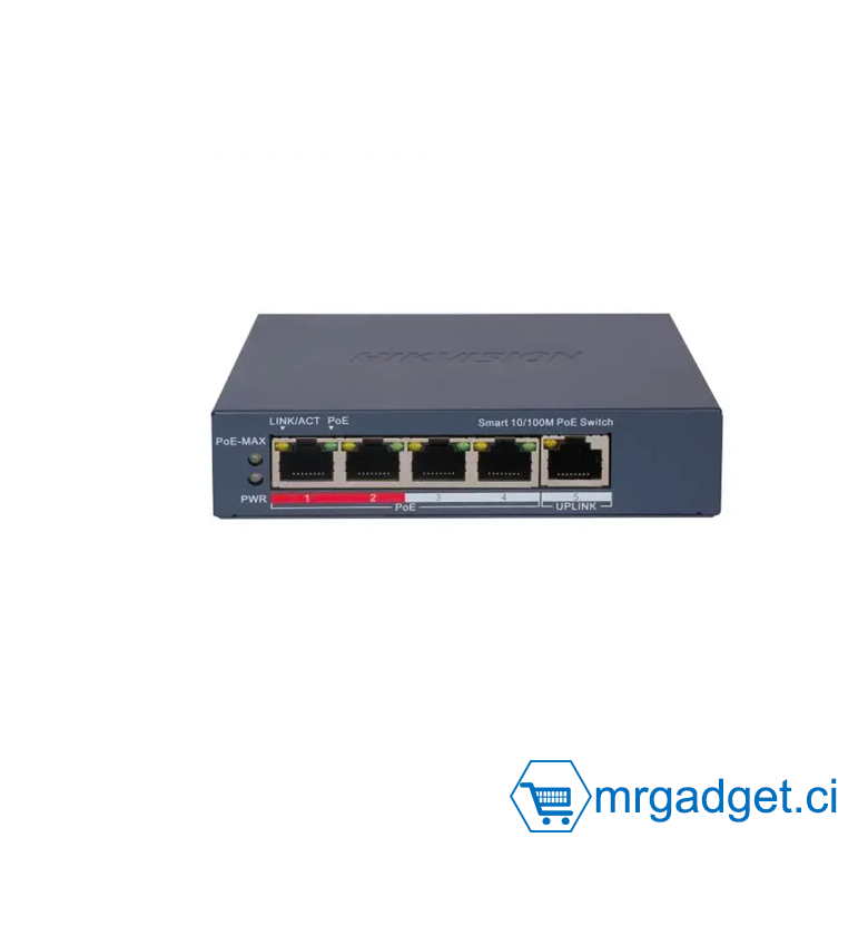 Hikvision DS-3E1105P-EI, Switch commutateur PoE intelligent géré à 4 ports 100 Mbps