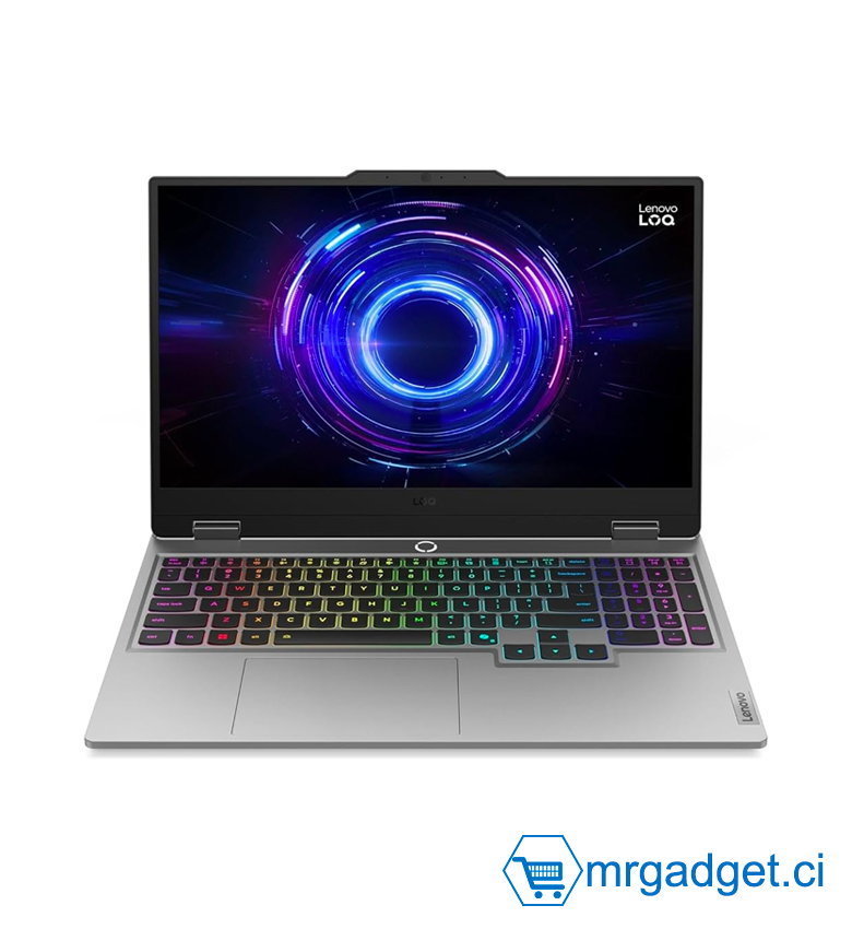 Ordinateur Portable Gaming - Lenovo LOQ 15IRX10 - 15.6'' 144Hz FHD - Intel Core i7-13650HX, RAM 24Go, 1 TB SSD , NVIDIA RTX 5050 8GB - Windows 11  Home -Clavier rétroéclairé en Blanc  - Gris
