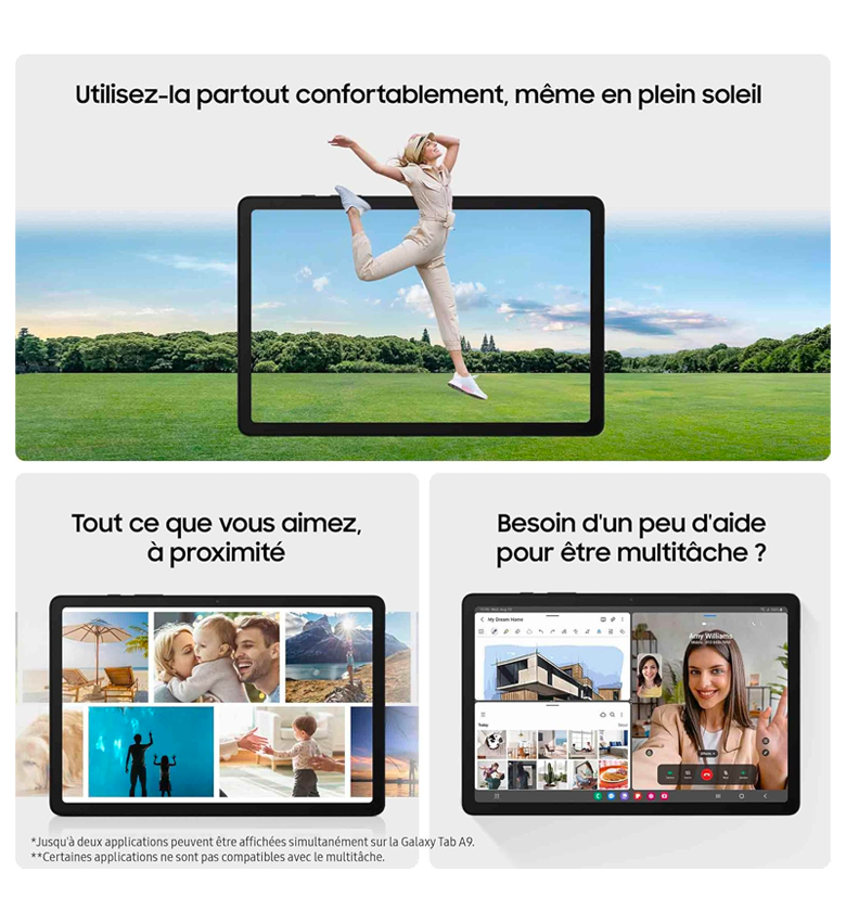Samsung Galaxy Tab A9 Tablette Android, 64 Go de Stockage, Grand écran de 8.7", Wifi, Son riche, Bleu marine (NAVY)