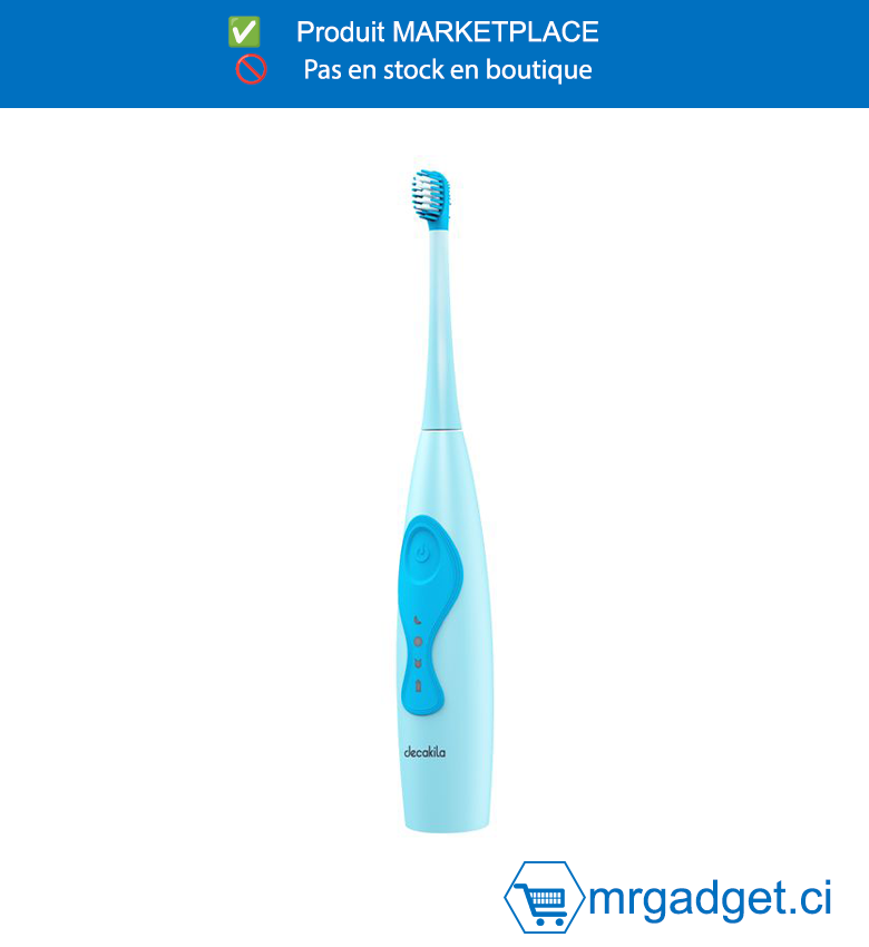 DECAKILA- KMTB001W- BROSSE A DENTS SONIQUE A  BATTERIE 600mAH  ,charger Coups soniques : 40 000 vpm  Avec arrêt automatique de 2 minutes Avec  intervalle de 30 secondes avec alerte Avec 2  têtes de brosse à dents Emballé par boîte de  couleur