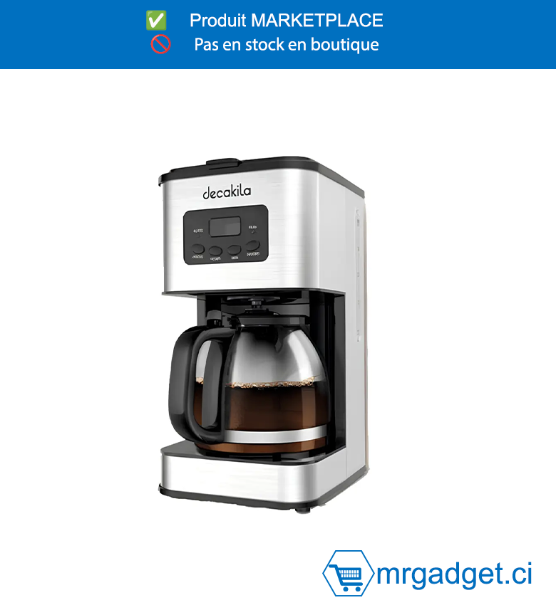 DECAKILA- KECF008M- MACHINE A CAFE 1.5 L/ 900W (12 TASSES) ,marche-arrêt, programme, minute, heure 30 secondes, fonction anti-goutte L'entonnoir peut être retiré verticalement.