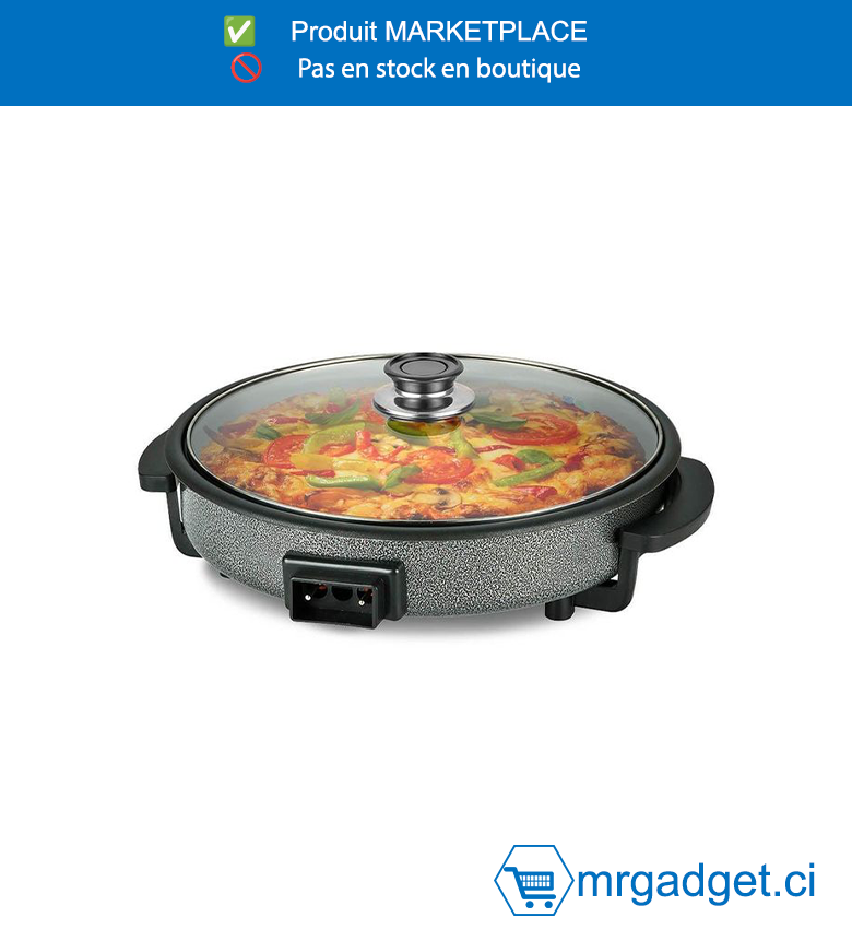 DECAKILA POELE A PIZZA ELECTRIQUE - KEEC052B -  Revêtement antiadhésif Protection contre la  surchauffe