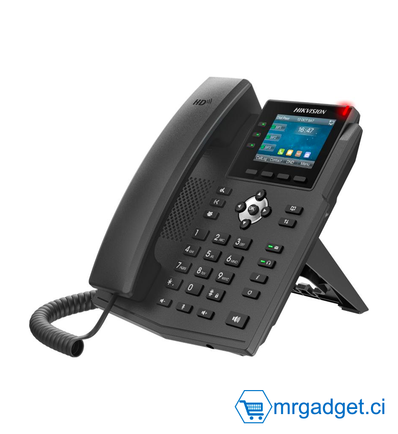 HIKVISION DS-KP8200-HE1 - Téléphone IP POE avec écran 4,3" - 10 Touches DSS programmables (ouverture de porte, gestion de visiophone, visioconférence…)