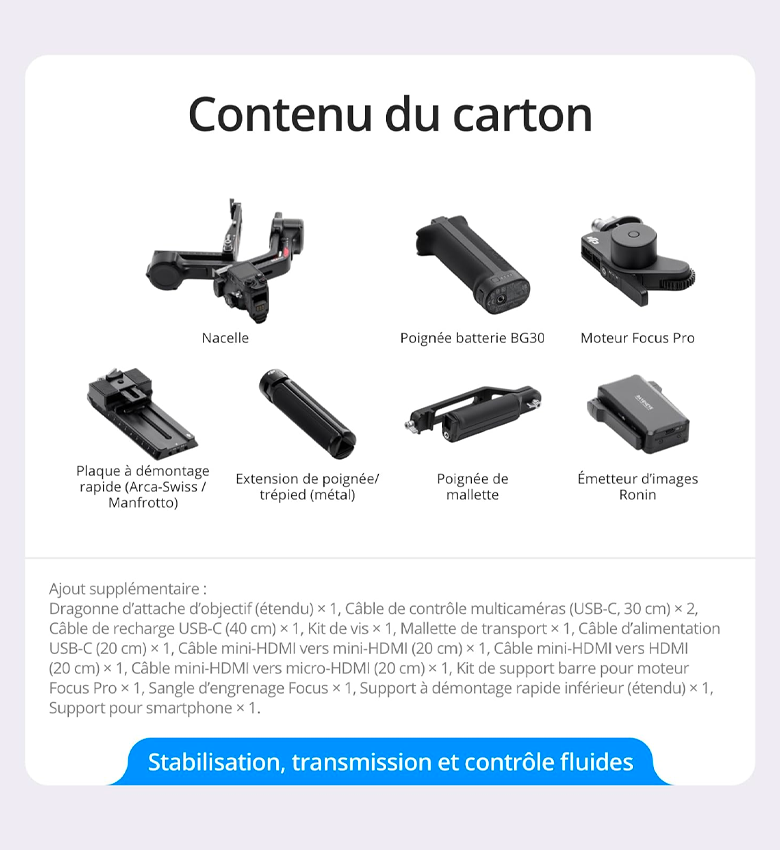 DJI RS 4 Pro Combo, Bundle, DJI Ronin, Stabilisateur Nacelle 3 Axes pour Caméras DSLR et Ciné Canon/Sony/Panasonic/Nikon/Fujifilm, Prise de Vue Verticale, Charge Utile de 4,5 kg, Émetteur d’Images, Moteur Focus Pro
