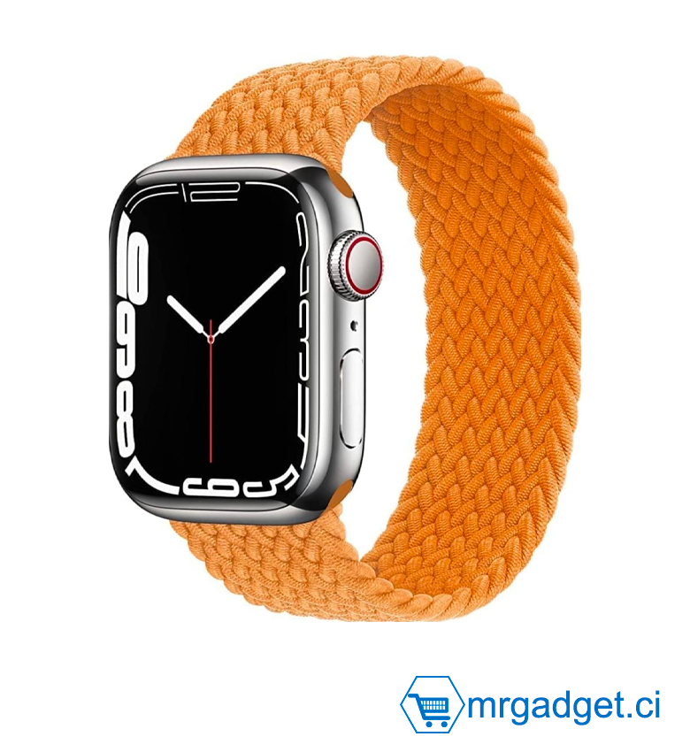 Bracelet en nylon tressé Dado Solo Loop pour Apple Watch, bracelet élastique pour Series Ultra 2 | 9 | 8 Ultra | 8 | 7 | 6 | 5 | 4 | 3 | SE avec connecteurs métalliques - Orange