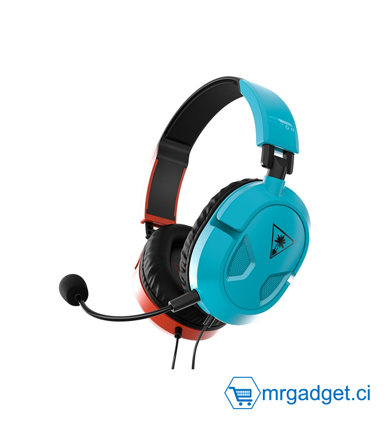 Casque Gaming Turtle Beach Recon 50 - Son Haute Qualité 40mm - Micro Amovible Haute Sensibilité - Prise Jack 3,5mm Universelle - Compatible Nintendo Switch, PS5, PS4, Xbox Series X|S, PC & Mobile - Léger & Confortable  - Bleu & Rouge