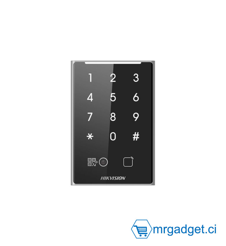 Hikvision DS-K1109DKB-QR - Lecteur de Contrôle d'Accès Multi-Technologie - QR Code, Clavier, Bluetooth (NFC) et Badge Mifare/DESfire - Protocoles OSDP/Wiegand - IP65 - Idéal pour Gestion des Visiteurs et Bureaux