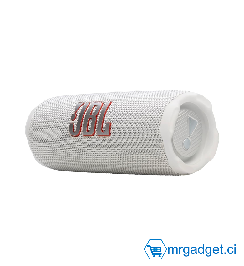 JBL Flip 7, Enceinte Bluetooth Portable sans Fil, 16 Heures d’autonomie, étanche IP68, résistante à la poussière et aux Chocs, Son Pro avec IA Boost, Connexion Multi-Enceintes Auracast, Blanc