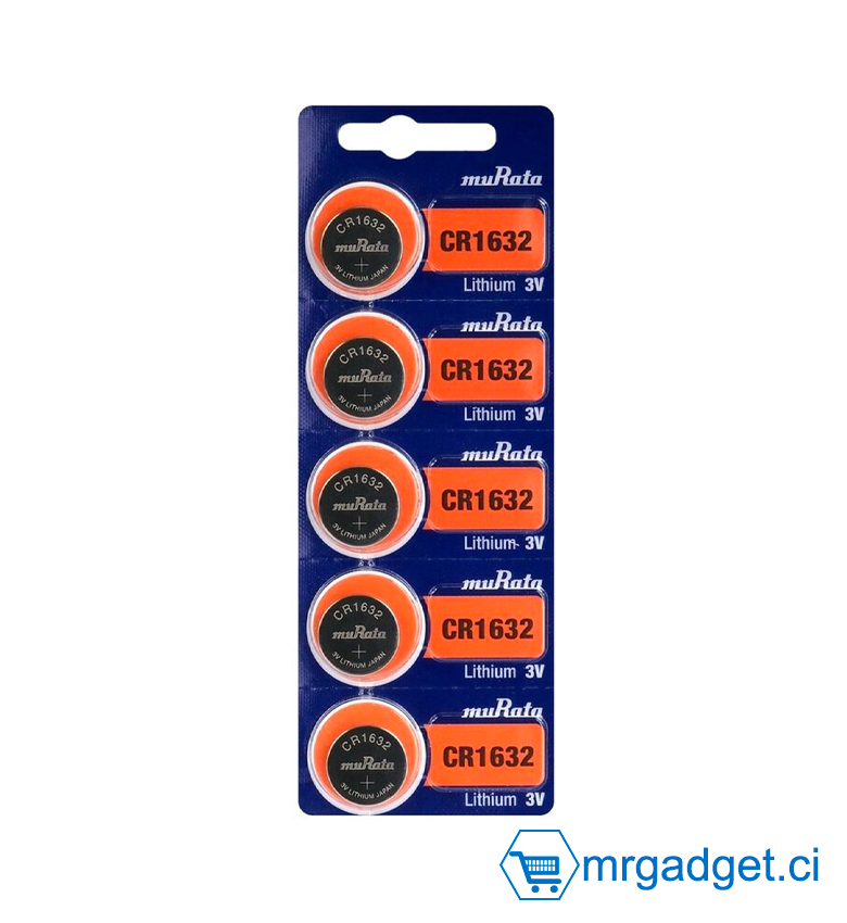 Lot de 5 Piles MURATA LITHIUM CR1632 3V - Pile Bouton