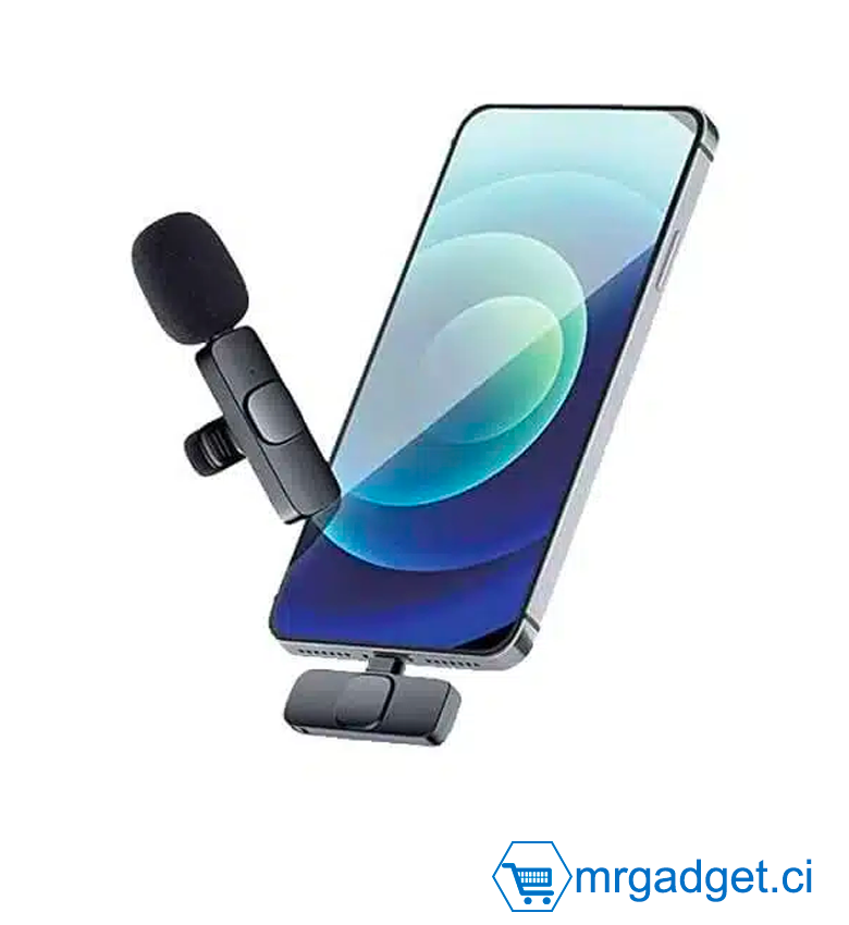 Micro cravate téléphone sans fil Professionnel K8  Lavalier sans fil Mini microphone pour iPhone Android Diffusion en direct Jeux Interview Vlog Caméra Téléphone Micro