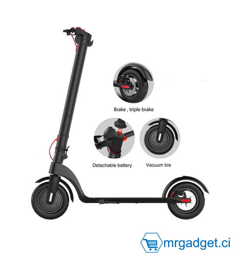 KIXIN X17 - Trottinette électrique – Scooter électrique tout-terrain à double moteur - Poids Max : 100Kg - Vitesse max : 25km/h - Autonomie : 20km -25km -10 pouces, Scooters électriques - Noir