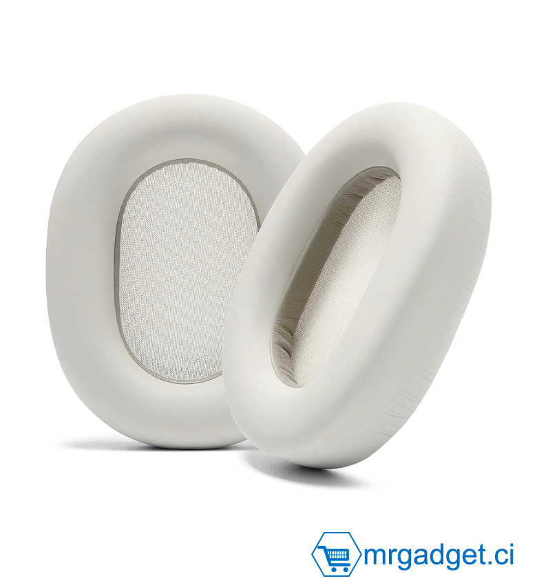 Coussinet pour Sony WH-1000XM5 (WH1000XM5) Casque antibruit, en Mousse à mémoire de Forme avec Isolation phonique, épaisseur supplémentaire. Blanc