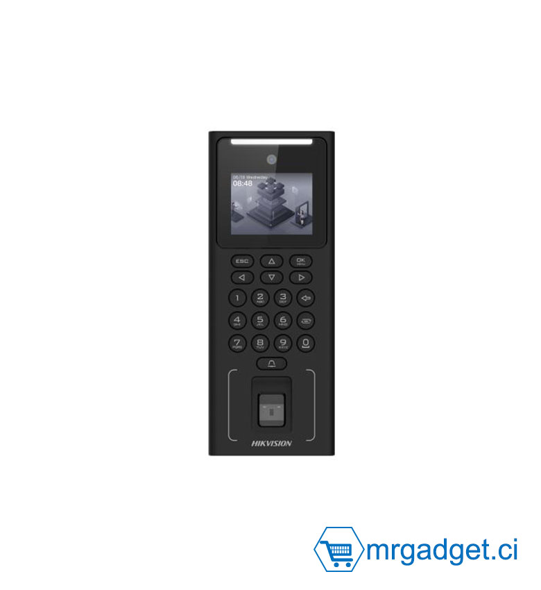 Hikvision DS-K1T321EFWX-B - Terminal de Pointage Biométrique Wi-Fi - Reconnaissance Faciale, 3000 Empreintes, Badge EM - Batterie de Secours Incluse (dans le Support) - Écran 2.4" - Idéal pour Contrôle d'Accès Continu de PM