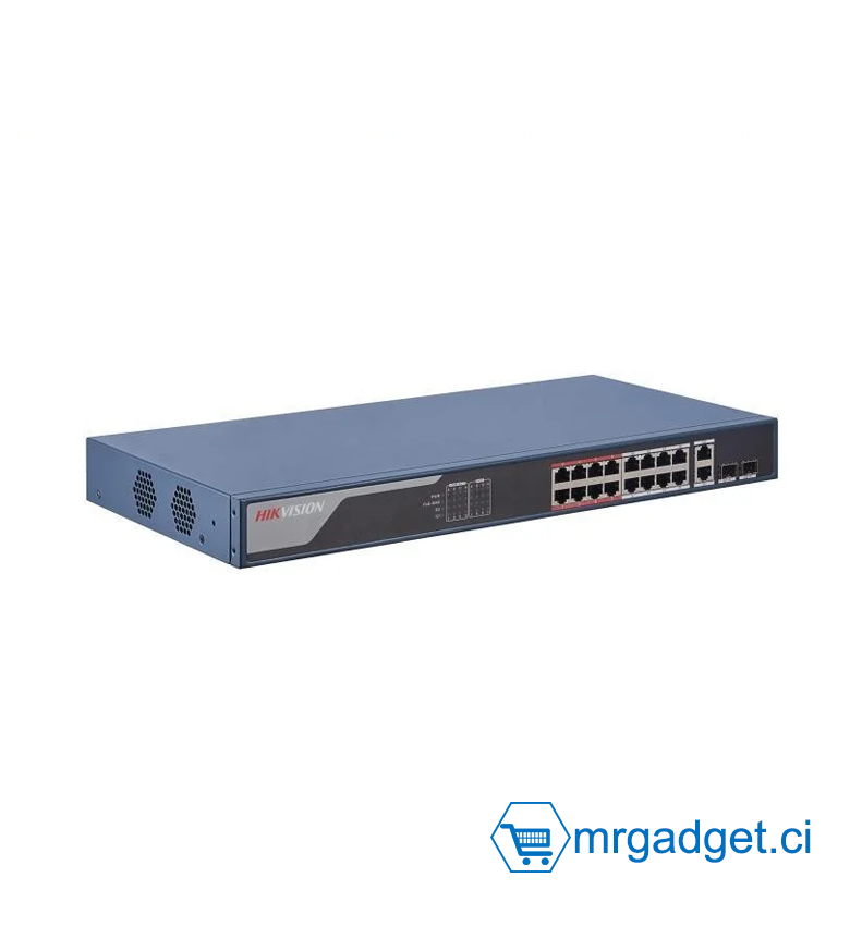 Hikvision  DS-3E1318P-EI(O-STD) Switch 16 Ports POE - Smart Managed(Gestion intelligente) - 2 Ports Gigabit - PoE longue portée : 300m