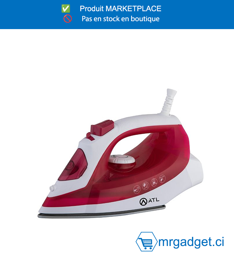 ATL- ATL-SW619-FER A REPASSER ATL A VAPEUR 1200W/ ROUGE BLANC/ FONCTION SELF CLEANING/ CORDON FLEXIBLE 360°/ PROTECTION CONTRE SURCHAUFFE (10PC/CRT)