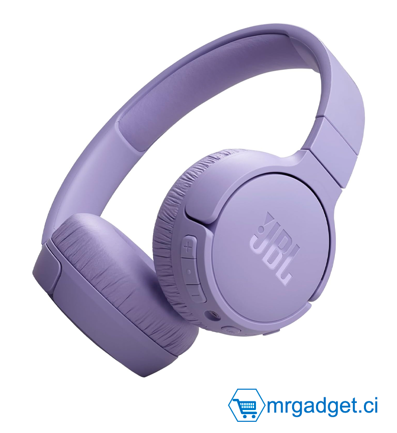 JBL Tune 670NC Casque supra-auriculaire sans fil, Bluetooth, autonomie jusqu'à 70 h, Réduction de Bruit Adaptative, violet