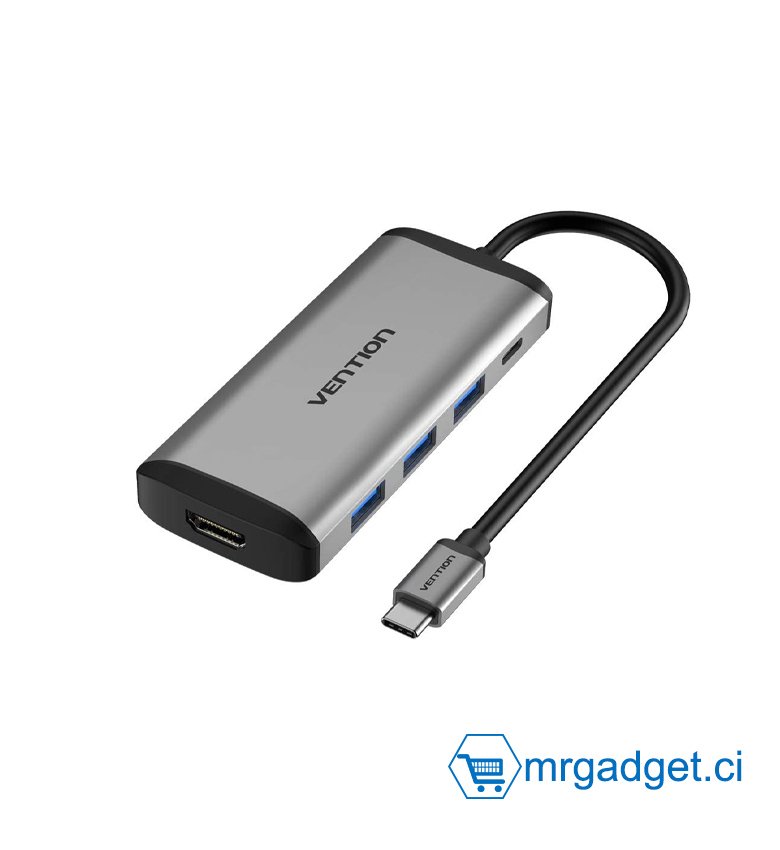VENTION CNBHB - Docking Station USB-C -  Convertisseur Type-C vers HDMI/USB3.0*3/PD (charge)