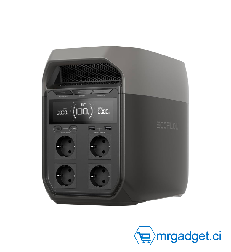 Station électrique portable EcoFlow DELTA 3, 1024 Wh de capacité, cellules LFP, 70% de charge en 30 min, extensible jusqu'à 5 kWh, générateur solaire pour camping, RV, l'alimentation de secours