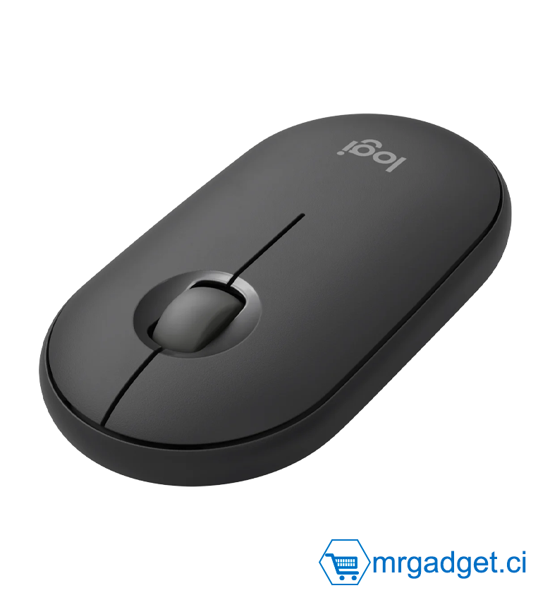 Logitech Pebble Mouse 2 M350s  - Souris Bluetooth sans Fil, Portable, légère, Boutons Personnalisables, clics discrets, Easy-Switch Windows/macOS/iPadOS/Android/ChromeOS - Noir