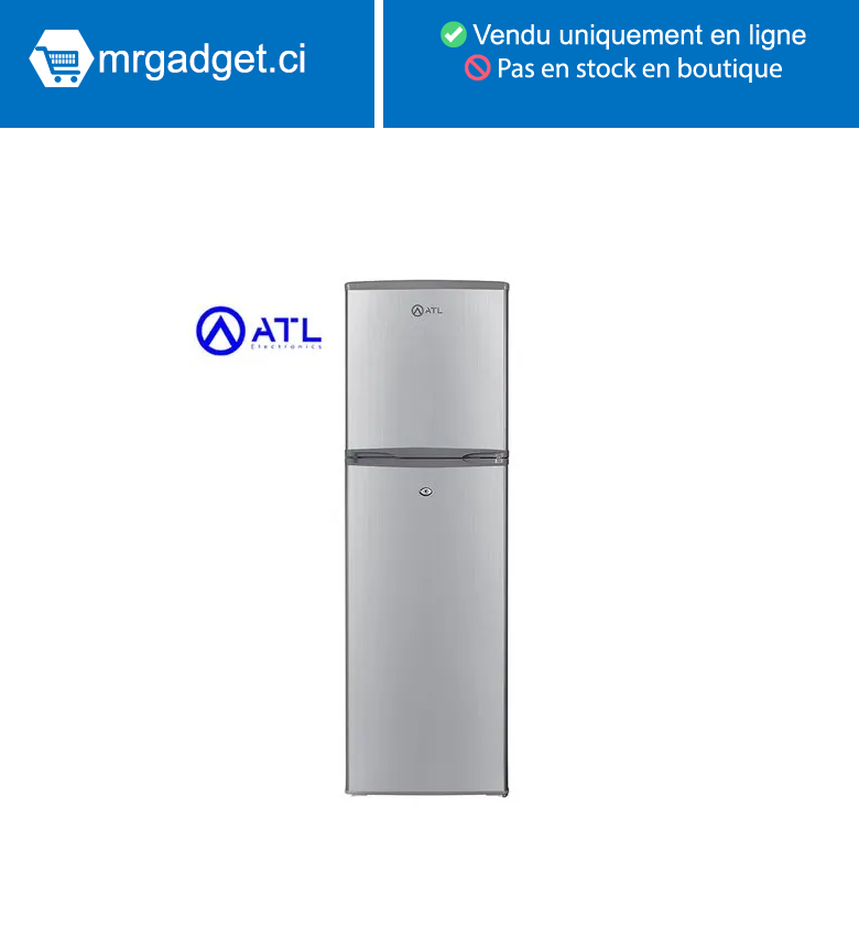 Réfrigérateur combiné ATL – 168l- 02 portes – inox gris
