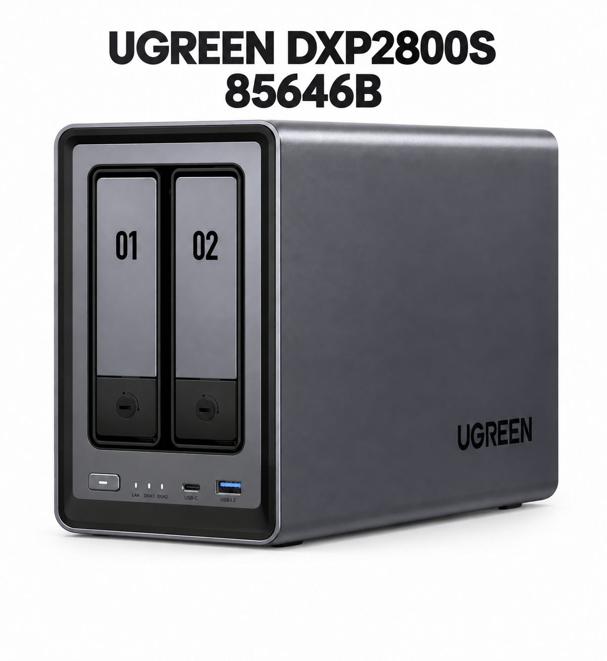 UGREEN NASync DXP2800S – Serveur de Stockage NAS 2 Baies de disque dur, Intel N150, 8 Go DDR5, Ethernet 2,5 GbE, Double M.2 et Cloud Privé