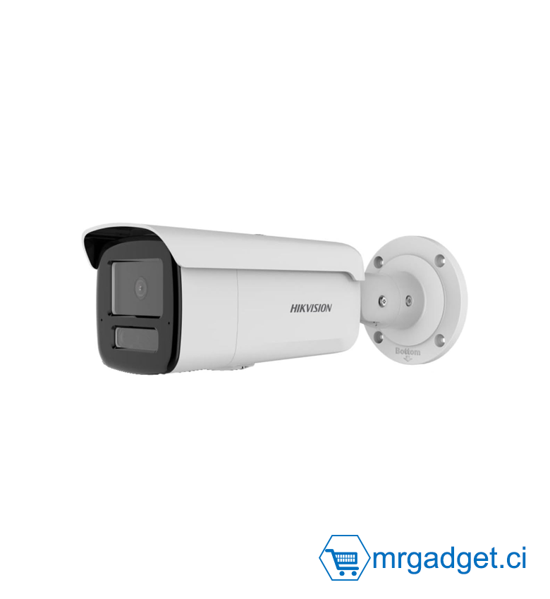 Hikvision DS-2CD2T43G2-2LI2U 4MP (2K) - Caméra Bullet IP Smart Hybrid Light : Vision Nocturne Couleur & IR 60 m - Objectif 2.8 mm Grand Angle - Micro Intégré - IA Détection Humains & Véhicules - IP67 - H.265+ Vidéosurveillance Pro