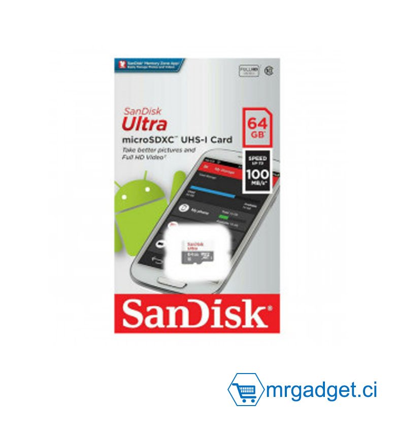 SANDISK - Carte mémoire - 64 Go Carte microS