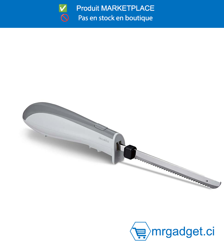 DECAKILA- KETT006W- COUTEAU ELECTRIQUE , Bouton de  démarrage unique avec bouton d'éjection  Peut couper du pain, du jambon cuit, du bœuf.  Emballé par boîte de couleur