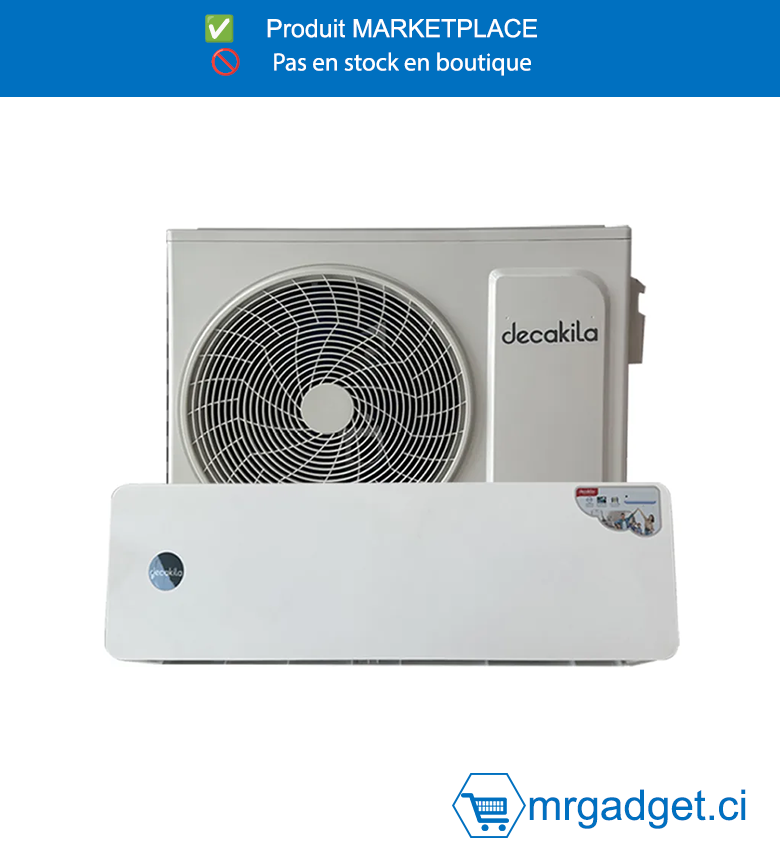 DECAKILA- KECD025W-CLIMATISEUR SPLIT 1,5CV  12000BTU INVERTER , cloison murale Alimentation,onduleur CC Type de réfrigérant : R410A Taille  intérieure (mm) : 805*270*197 Taille extérieure  (mm) ):660*530*250