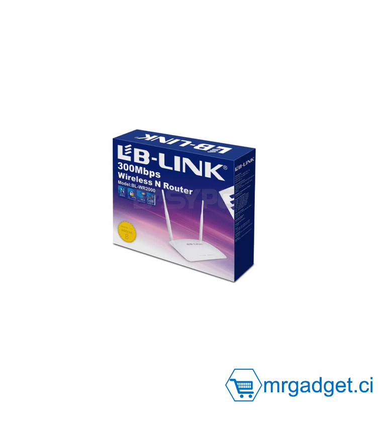 Routeur WiFi LB-LINK BL-WR2000 300 Mbps - 2 Antennes Haute Performance - Routeur Sans Fil 2.4 GHz