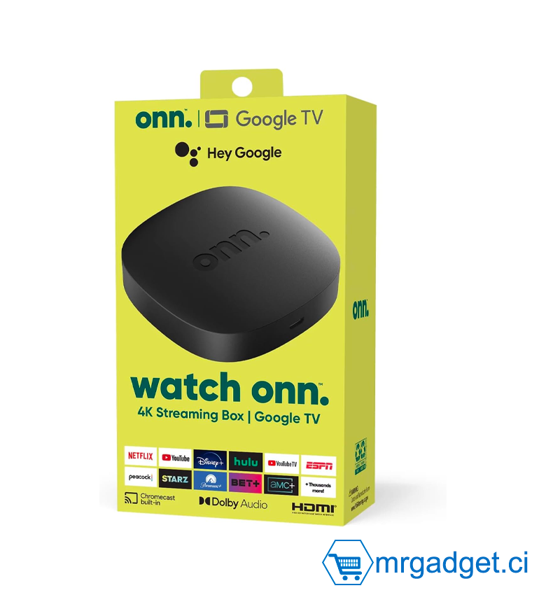 onn. Google TV 4K Streaming Box - Box TV - Région USA - Déjà activé