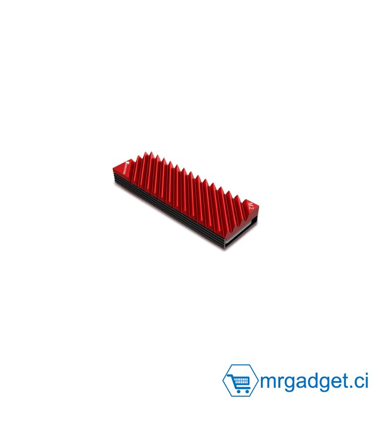 Refroidisseur de dissipateur thermique M.2 2280 SSD radiateur haute performance avec vis de protection thermique en silicone pour ordinateur PC PS5 (rouge)