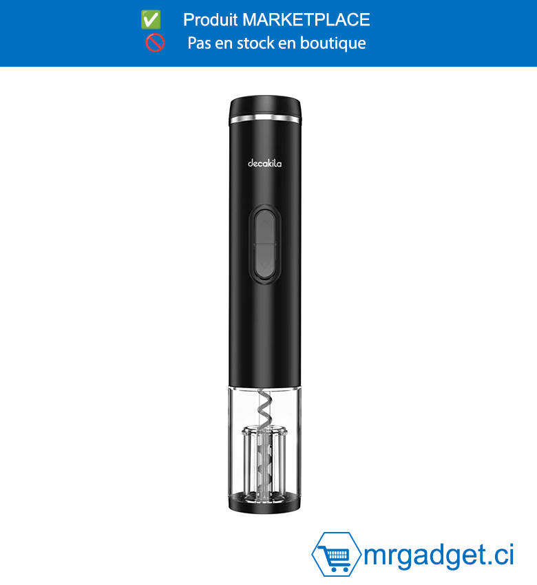 DECAKILA- KMTT002W-OUVRE BOUTEILLE DE VIN A  BATTERIE,acier à haute teneur en  carbone Piles non comprises  Convient pour 4 piles AA 1 pièce coupe-feuille à  vitesse unique avec voyant de fonctionnement  emballé par boîte de couleur