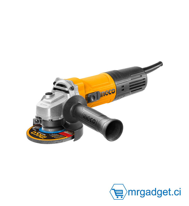 INGCO AG75028 - Meuleuse Angulaire Filaire 750W - Diamètre Disque 115mm - Vitesse 12000 tr/min - Poignée Auxiliaire Latérale - Idéal Ébarbage, Meulage et Découpe Métal/Pierre - Livrée avec Clé de Serrage