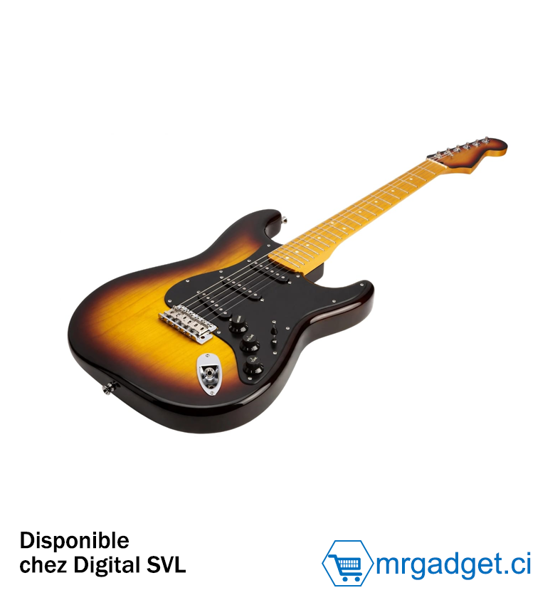 Guitare Électrique Type Stratocaster – Sunburst (Dégradé Marron vers Noir)