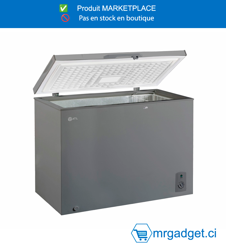 Congélateur Horizontal ATL - 302l - 01 Porte - Serrure - 01 Panier – Inox & Silver -CFATL-430