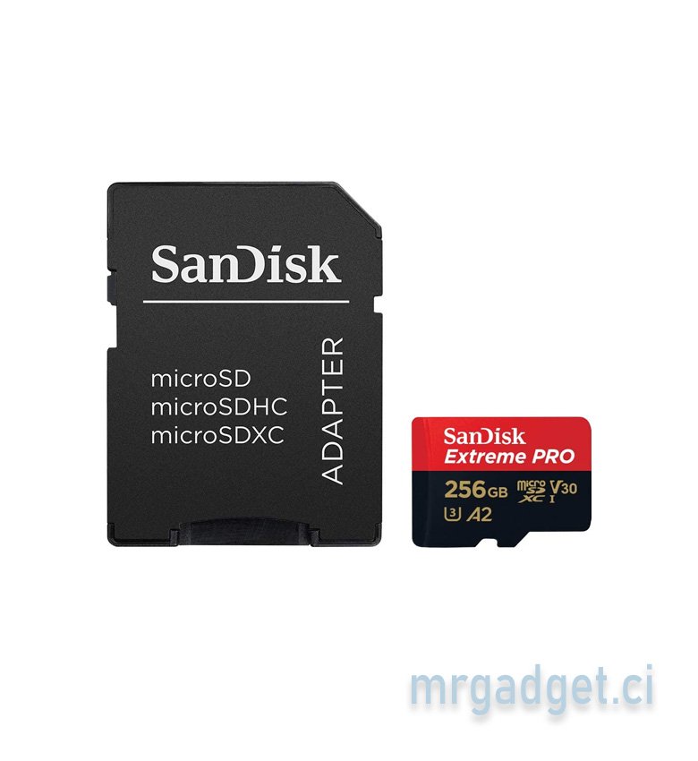 Carte Mémoire microSDXC SanDisk Extreme PRO 256 Go + Adaptateur SD avec  Performances Applicatives A2 jusqu'à 170 Mo/s, Classe 10, U3, V30