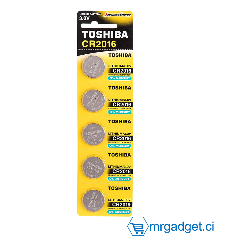 Toshiba CR2016 Lot de 5 piles bouton au lithium 3 V