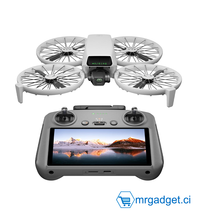 DJI Flip (radiocommande RC 2 avec écran), Drone Caméra 4K UHD Follow Me pour Adultes, < 249 g, Nacelle à 3 Axes, Transmission vidéo sur 13 km, Décollage palmaire, Temps de vol de 31 Min