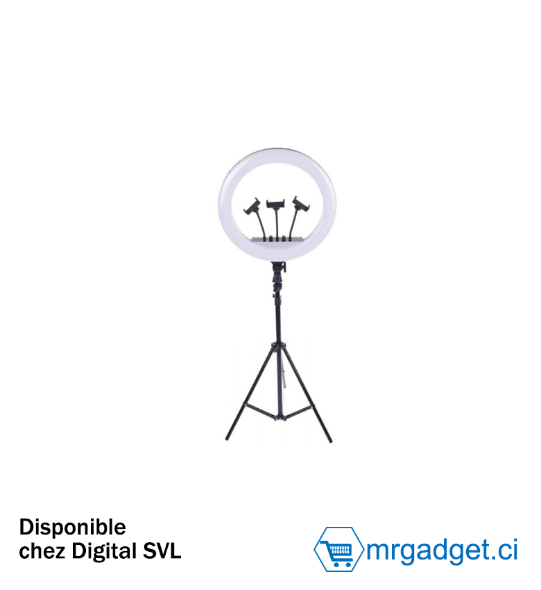 Jmary FM-18R 18" 60W avec trepied MT-75 - Ring Light pour 3 smartphones- Support pour selfies, maquillage - studio photo, idéal pour vlogs et photographique