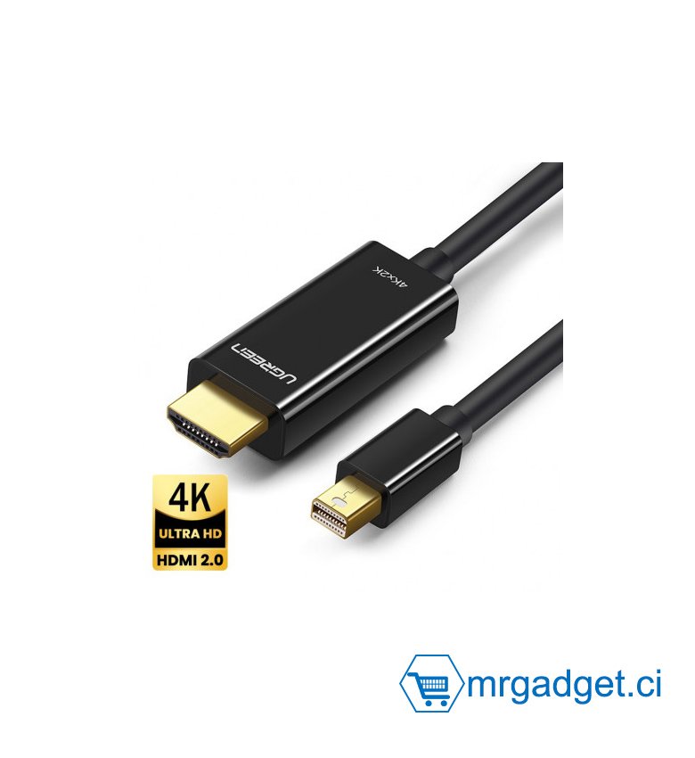 UGREEN MD101 20848 Câble Mini Display ( Thunderbolt 2 ) Mâle vers HDMI 4K 1.5m (Noir) #10078