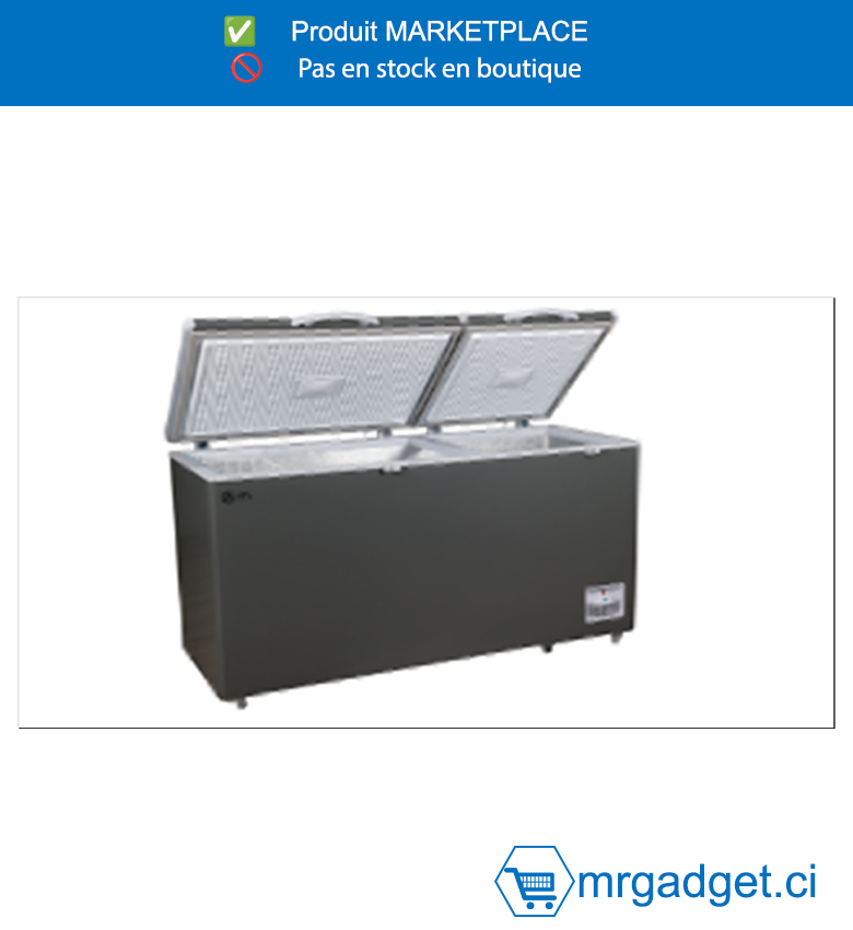 Congélateur Horizontal ATL CFATL-620 - 549 Litres - 2 Portes avec Serrure - 2 Paniers de Rangement - Finition Inox & Silver - Grande Capacité pour Maison et Commerce