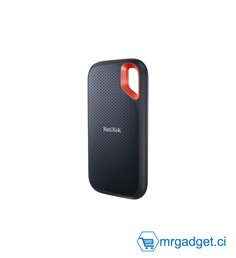 SanDisk Extreme Disque SSD Externe 8 To (Portable NVMe SSD, jusqu'à 1050 Mo/s en lecture, 1000 Mo/s en écriture, USB-C, Résistance à la poussière et à l'eau classée IP65, Mousqueton pratique) Noir