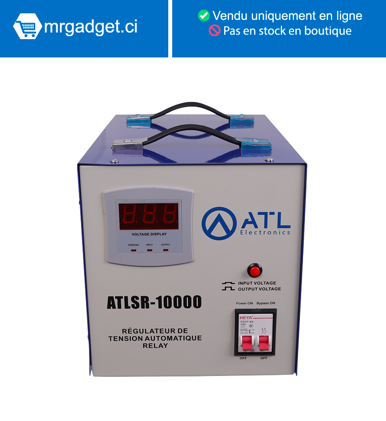 STABILISATEUR ATL 10 000 VA - Affichage Numerique - Relay (01 Pc/Crt) - ATLSR-10000