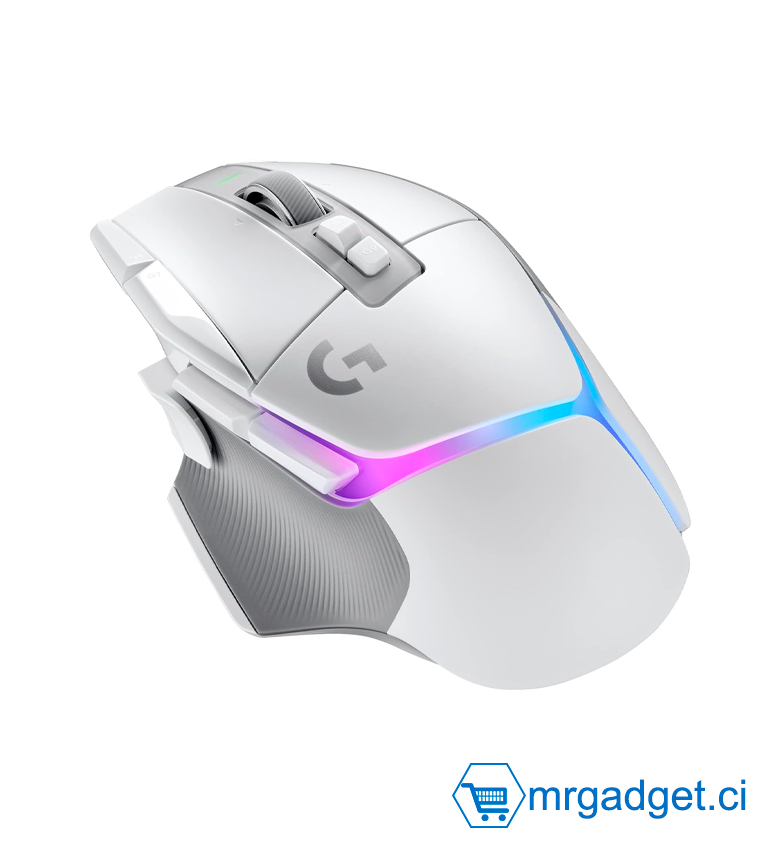 Logitech G G502 X PLUS LIGHTSPEED Souris Gaming RVB Sans Fil - Souris optique boutons hybrides LIGHTFORCE, LIGHTSYNC RVB, Capteur gaming HERO 25K, Compatible avec PC - macOS/Windows - Blanc