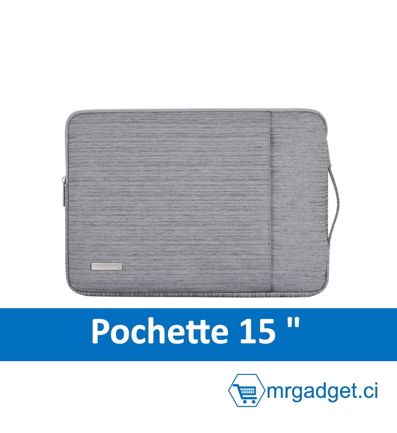 Housse PC  - Pochette de Ordinateur Portable & Mac  imperméable - 15" & 16" Gris