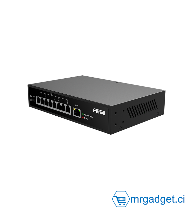 Switch PoE 2-Fils Fanvil PN8 - Commutateur Réseau Longue Distance - Réutilisation Câblage Existant - Installation Plug & Play sans Travaux - Solution Économique pour Infrastructures IP & Rénovation - Idéal Déploiement Rapide