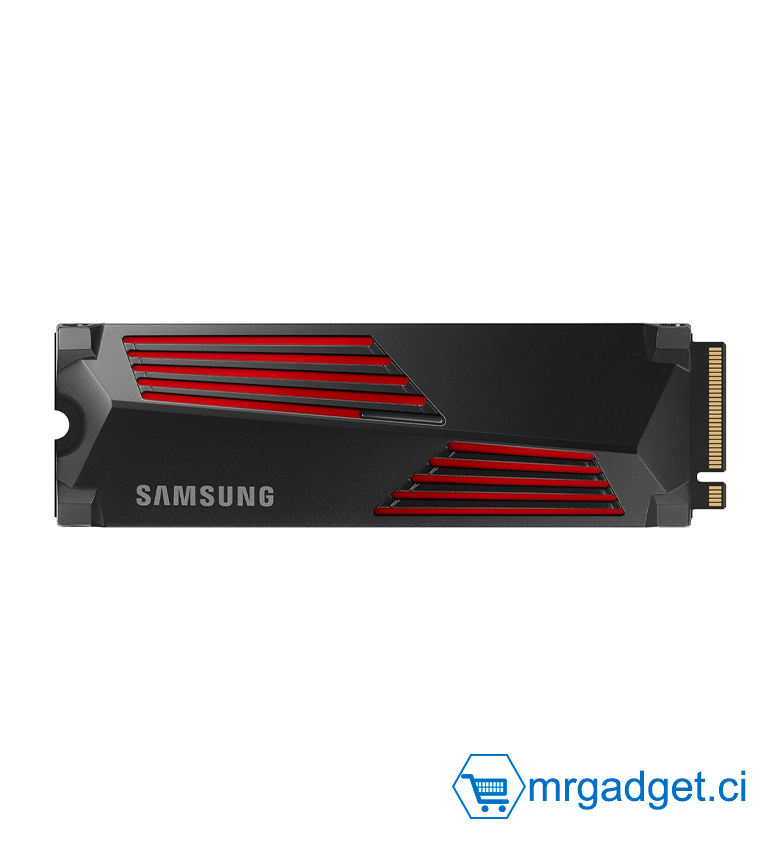 Disque dur SSD interne SAMSUNG 990 PRO avec dissipateur thermique 2 To, PCIe Gen4 M.2 2280, vitesses de lecture séquentielles jusqu'à 7 450 Mo/s pour l'informatique haut de gamme, postes de travail, compatible avec PlayStation 5, MZ-V9P2T0CW